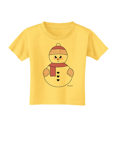 Cute Girl Snowman - Christmas Toddler T-Shirt by TooLoud-Toddler T-Shirt-TooLoud-Yellow-2T-Davson Sales