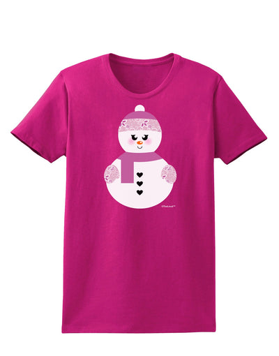 Cute Girl Snowman - Christmas Womens Dark T-Shirt by TooLoud-Womens T-Shirt-TooLoud-Hot-Pink-Small-Davson Sales