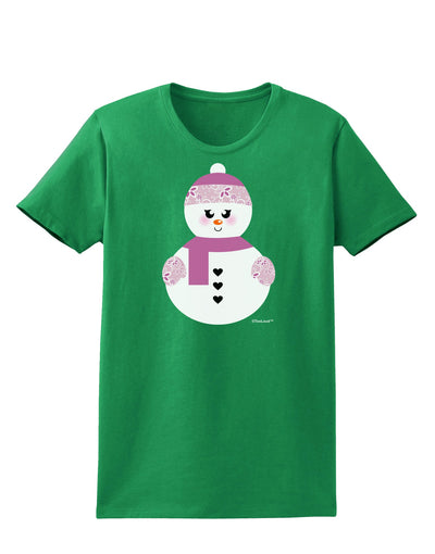 Cute Girl Snowman - Christmas Womens Dark T-Shirt by TooLoud-Womens T-Shirt-TooLoud-Kelly-Green-X-Small-Davson Sales