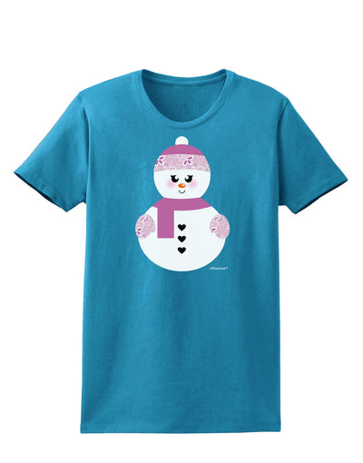 Cute Girl Snowman - Christmas Womens Dark T-Shirt by TooLoud-Womens T-Shirt-TooLoud-Turquoise-X-Small-Davson Sales