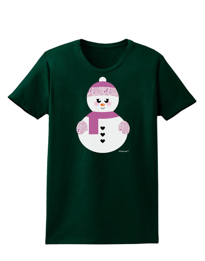 Cute Girl Snowman - Christmas Womens Dark T-Shirt by TooLoud-Womens T-Shirt-TooLoud-Forest-Green-Small-Davson Sales