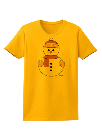 Cute Girl Snowman - Christmas Womens T-Shirt by TooLoud-Womens T-Shirt-TooLoud-Gold-X-Small-Davson Sales