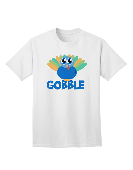 Cute Gobble Turkey Blue Adult T-Shirt-Mens T-Shirt-TooLoud-White-Small-Davson Sales