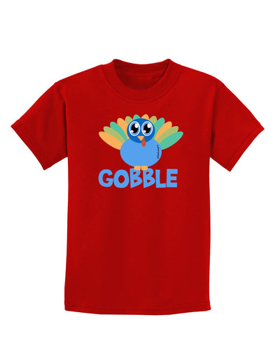 Cute Gobble Turkey Blue Childrens Dark T-Shirt-Childrens T-Shirt-TooLoud-Red-X-Small-Davson Sales