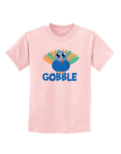 Cute Gobble Turkey Blue Childrens T-Shirt-Childrens T-Shirt-TooLoud-PalePink-X-Small-Davson Sales