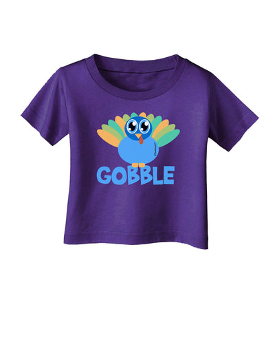 Cute Gobble Turkey Blue Infant T-Shirt Dark-Infant T-Shirt-TooLoud-Purple-06-Months-Davson Sales