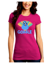 Cute Gobble Turkey Blue Juniors Crew Dark T-Shirt-T-Shirts Juniors Tops-TooLoud-Hot-Pink-Juniors Fitted Small-Davson Sales