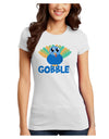 Cute Gobble Turkey Blue Juniors T-Shirt-Womens Juniors T-Shirt-TooLoud-White-Juniors Fitted X-Small-Davson Sales