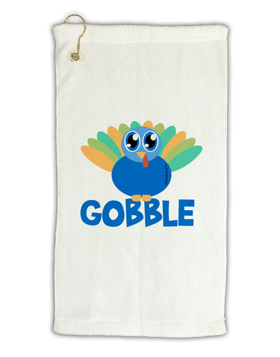 Cute Gobble Turkey Blue Micro Terry Gromet Golf Towel 16 x 25 inch-Golf Towel-TooLoud-White-Davson Sales