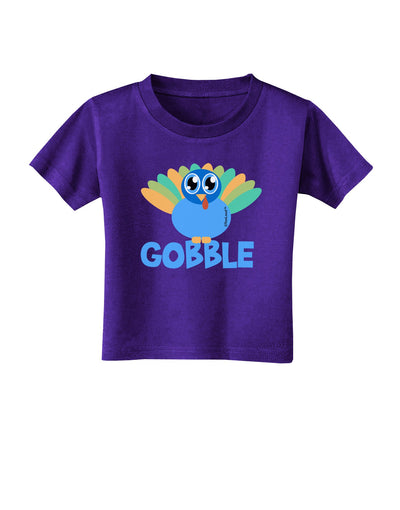 Cute Gobble Turkey Blue Toddler T-Shirt Dark-Toddler T-Shirt-TooLoud-Purple-2T-Davson Sales