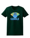 Cute Gobble Turkey Blue Womens Dark T-Shirt-TooLoud-Forest-Green-Small-Davson Sales