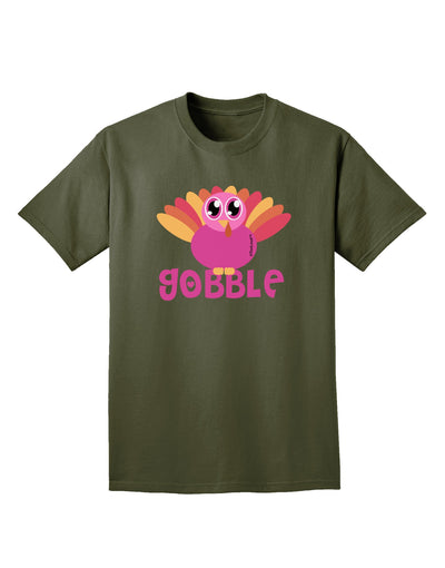 Cute Gobble Turkey Pink Adult Dark T-Shirt-Mens T-Shirt-TooLoud-Military-Green-Small-Davson Sales