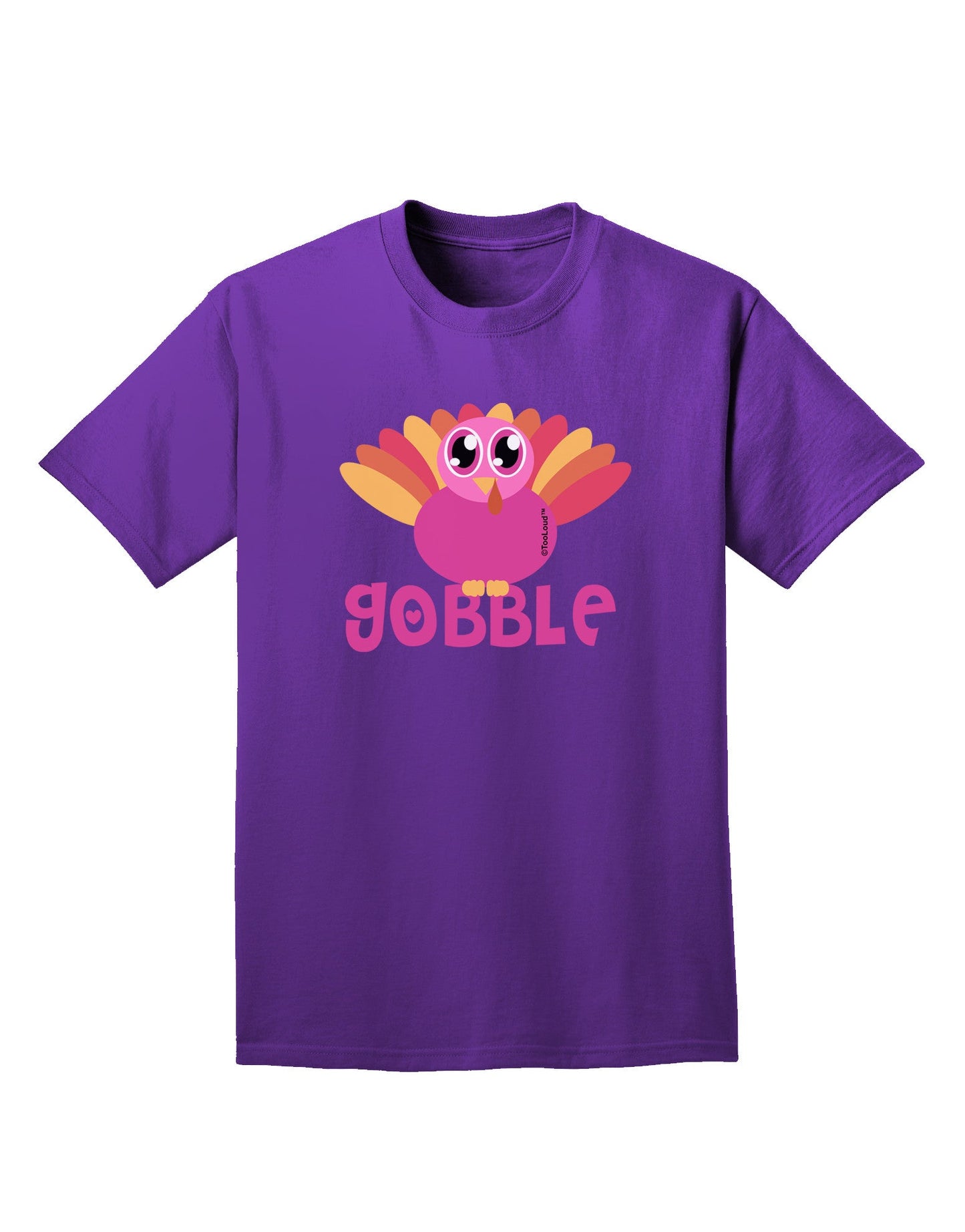 Cute Gobble Turkey Pink Adult Dark T-Shirt-Mens T-Shirt-TooLoud-Purple-Small-Davson Sales