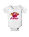 Cute Gobble Turkey Pink Baby Romper Bodysuit-Baby Romper-TooLoud-White-06-Months-Davson Sales