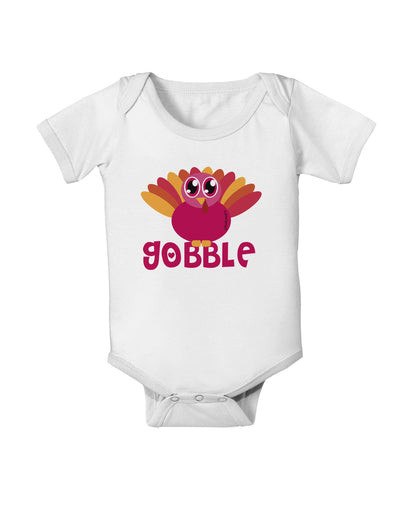 Cute Gobble Turkey Pink Baby Romper Bodysuit-Baby Romper-TooLoud-White-06-Months-Davson Sales