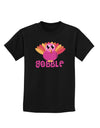 Cute Gobble Turkey Pink Childrens Dark T-Shirt-Childrens T-Shirt-TooLoud-Black-X-Small-Davson Sales