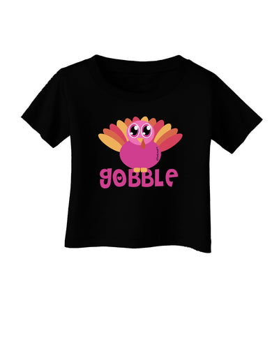 Cute Gobble Turkey Pink Infant T-Shirt Dark-Infant T-Shirt-TooLoud-Black-06-Months-Davson Sales