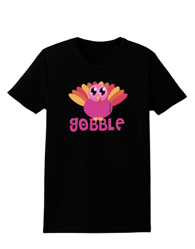 Cute Gobble Turkey Pink Womens Dark T-Shirt-TooLoud-Black-X-Small-Davson Sales