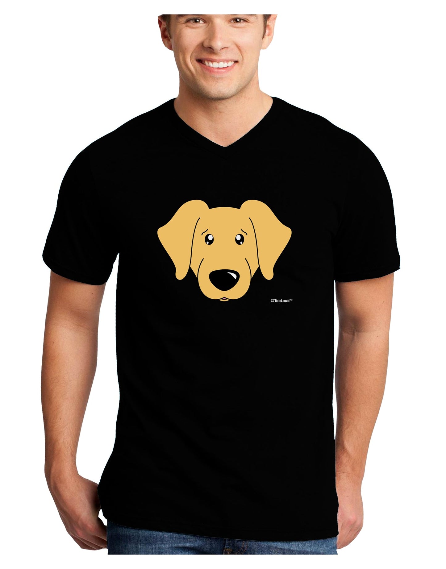 Cute Golden Retriever Dog Adult Dark V-Neck T-Shirt by TooLoud-Mens V-Neck T-Shirt-TooLoud-Black-Small-Davson Sales