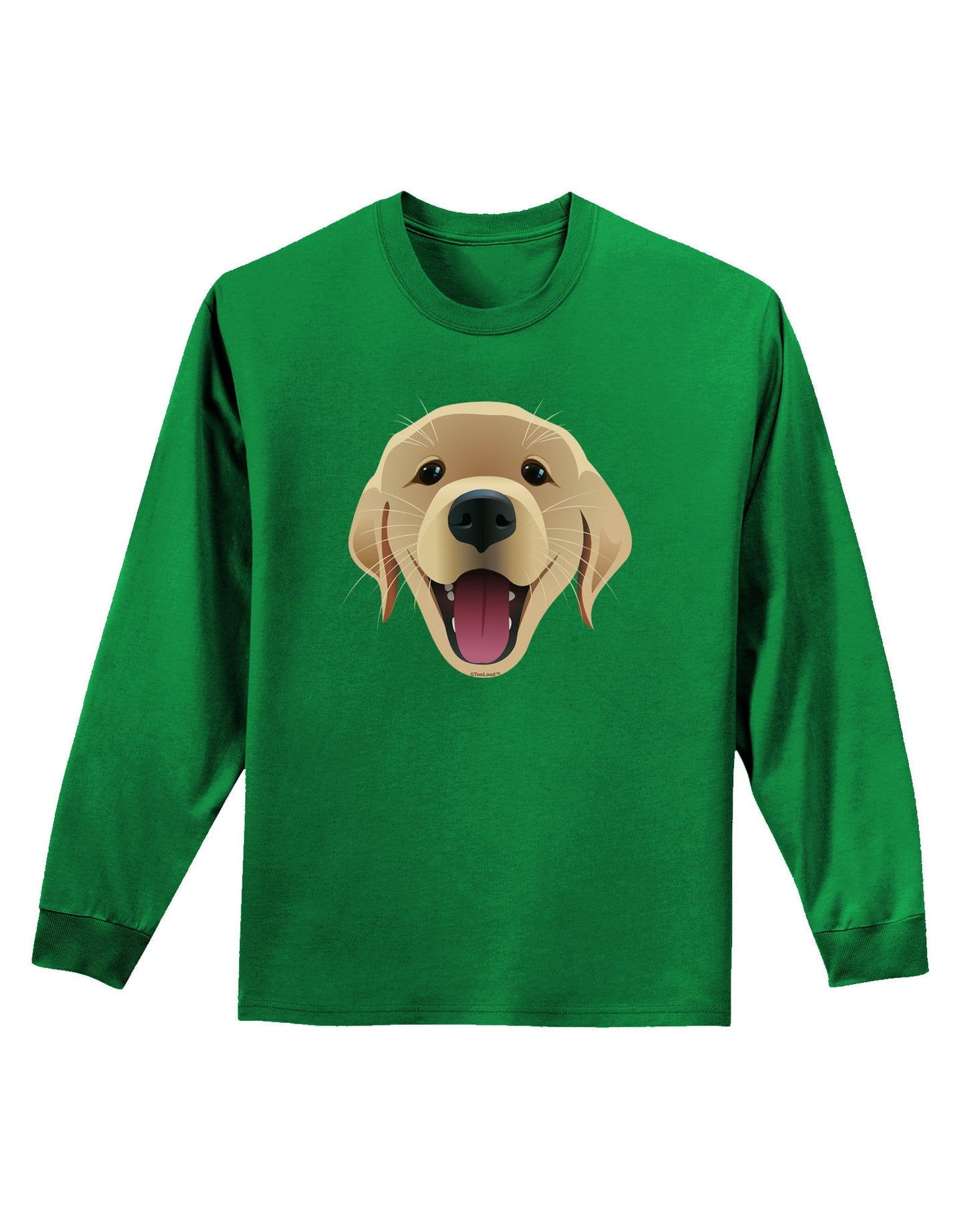 Cute Golden Retriever Puppy Face Adult Long Sleeve Dark T-Shirt-TooLoud-Kelly-Green-Small-Davson Sales