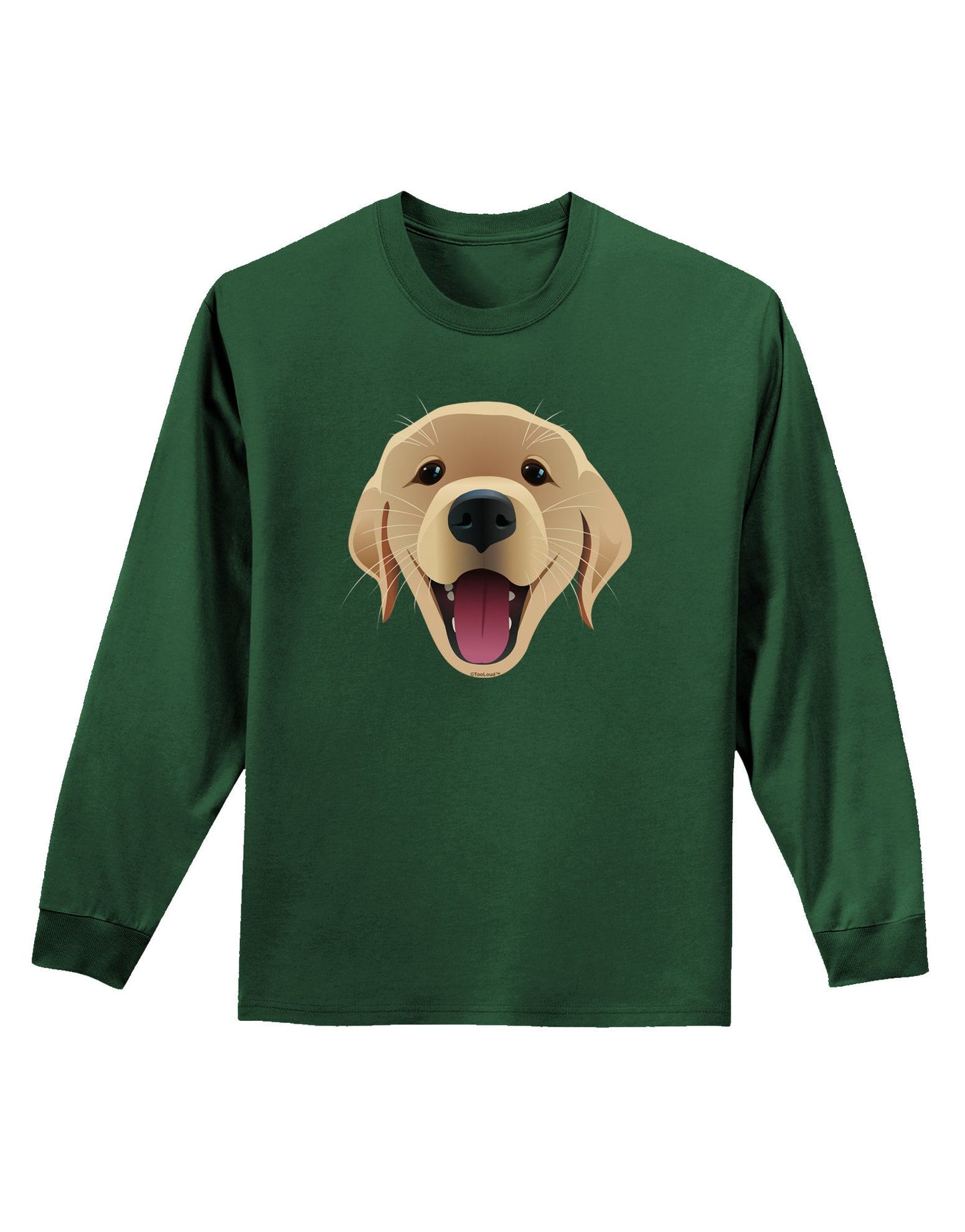 Cute Golden Retriever Puppy Face Adult Long Sleeve Dark T-Shirt-TooLoud-Dark-Green-Small-Davson Sales