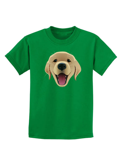 Cute Golden Retriever Puppy Face Childrens Dark T-Shirt-Childrens T-Shirt-TooLoud-Kelly-Green-X-Small-Davson Sales