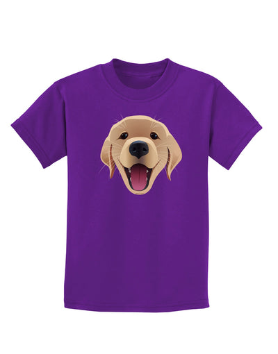 Cute Golden Retriever Puppy Face Childrens Dark T-Shirt-Childrens T-Shirt-TooLoud-Purple-X-Small-Davson Sales