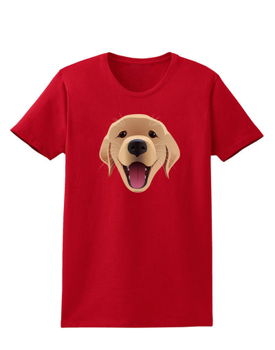 Cute Golden Retriever Puppy Face Womens Dark T-Shirt-TooLoud-Red-X-Small-Davson Sales