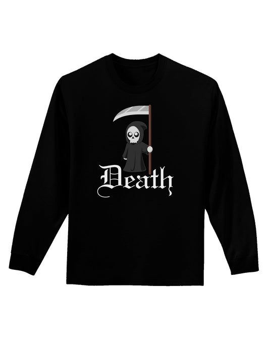 Cute Grim Reaper - Death Text Adult Long Sleeve Dark T-Shirt-TooLoud-Black-Small-Davson Sales