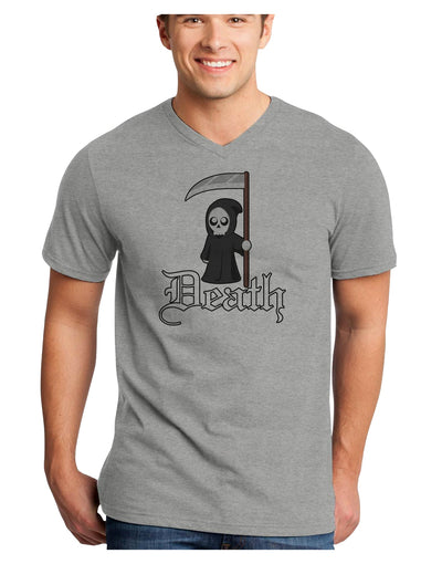 Cute Grim Reaper - Death Text Adult V-Neck T-shirt-Mens V-Neck T-Shirt-TooLoud-HeatherGray-Small-Davson Sales