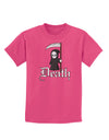 Cute Grim Reaper - Death Text Childrens Dark T-Shirt-Childrens T-Shirt-TooLoud-Sangria-X-Small-Davson Sales