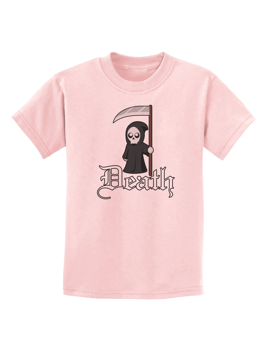 Cute Grim Reaper - Death Text Childrens T-Shirt-Childrens T-Shirt-TooLoud-White-X-Small-Davson Sales