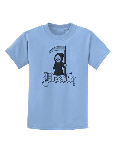 Cute Grim Reaper - Death Text Childrens T-Shirt-Childrens T-Shirt-TooLoud-Light-Blue-X-Small-Davson Sales