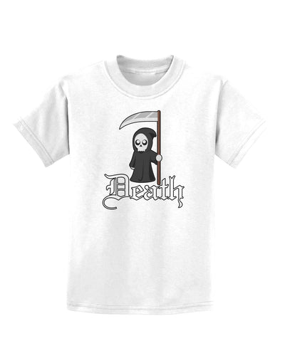 Cute Grim Reaper - Death Text Childrens T-Shirt-Childrens T-Shirt-TooLoud-White-X-Small-Davson Sales