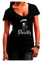 Cute Grim Reaper - Death Text Juniors V-Neck Dark T-Shirt-TooLoud-Black-Small-Davson Sales