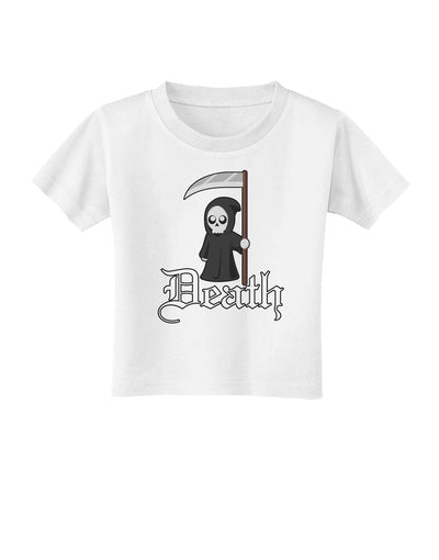 Cute Grim Reaper - Death Text Toddler T-Shirt-Toddler T-Shirt-TooLoud-White-2T-Davson Sales