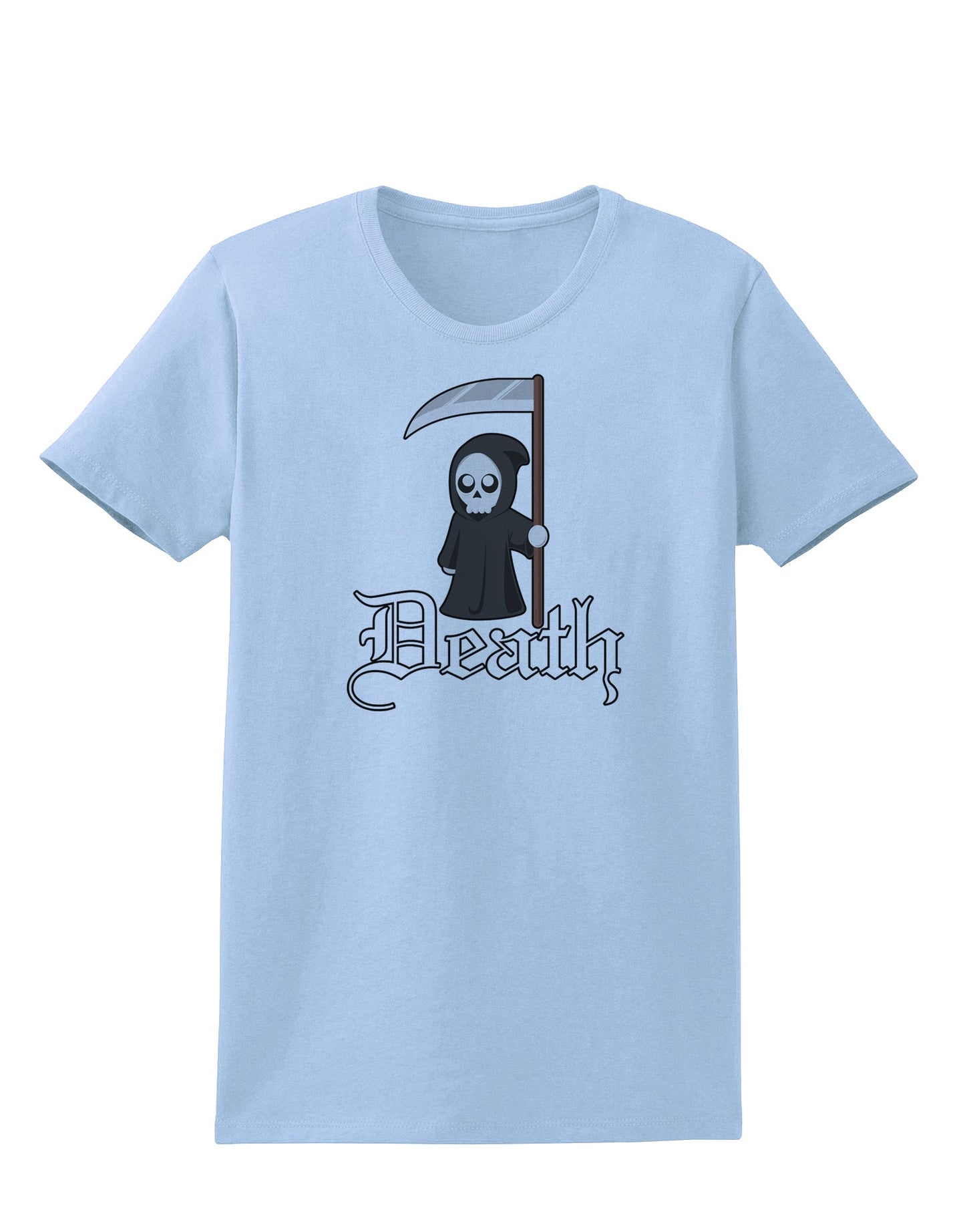 Cute Grim Reaper - Death Text Womens T-Shirt-Womens T-Shirt-TooLoud-Light-Blue-X-Small-Davson Sales