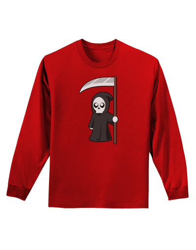 Cute Grim Reaper - Halloween Adult Long Sleeve Dark T-Shirt-TooLoud-Red-Small-Davson Sales