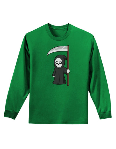 Cute Grim Reaper - Halloween Adult Long Sleeve Dark T-Shirt-TooLoud-Kelly-Green-Small-Davson Sales