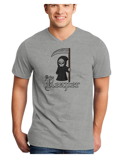 Cute Grim Reaper - Name Text Adult V-Neck T-shirt-Mens V-Neck T-Shirt-TooLoud-HeatherGray-Small-Davson Sales