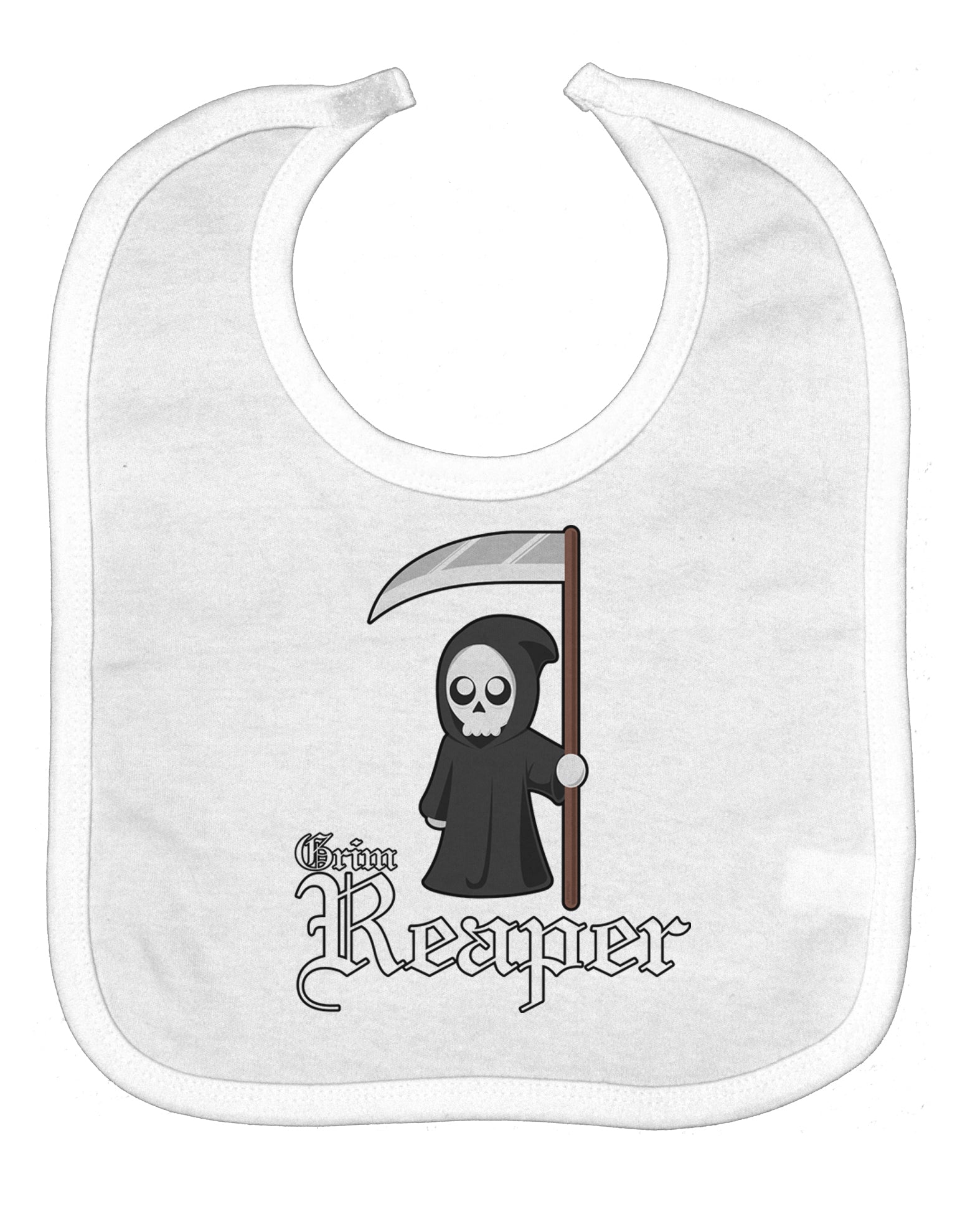 Cute Grim Reaper - Name Text Baby Bib