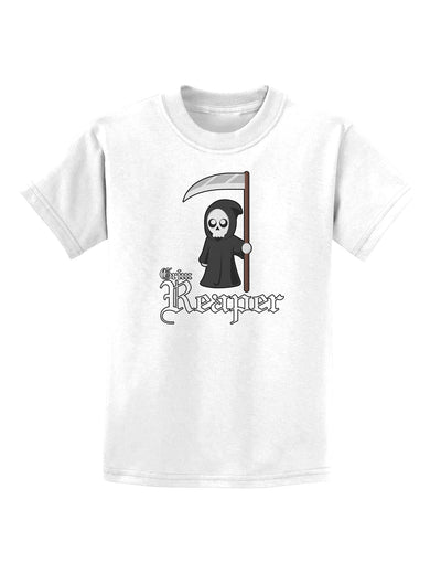 Cute Grim Reaper - Name Text Childrens T-Shirt-Childrens T-Shirt-TooLoud-White-X-Small-Davson Sales