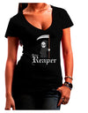 Cute Grim Reaper - Name Text Juniors V-Neck Dark T-Shirt-TooLoud-Black-Small-Davson Sales