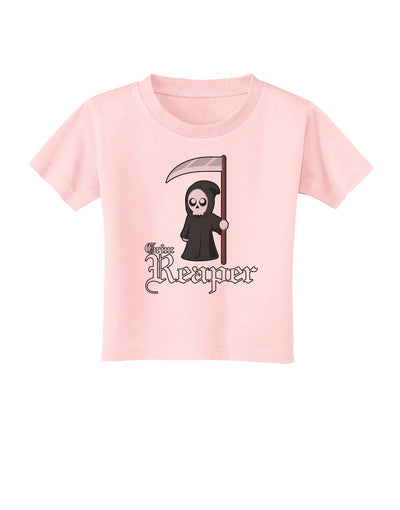 Cute Grim Reaper - Name Text Toddler T-Shirt-Toddler T-Shirt-TooLoud-Light-Pink-2T-Davson Sales