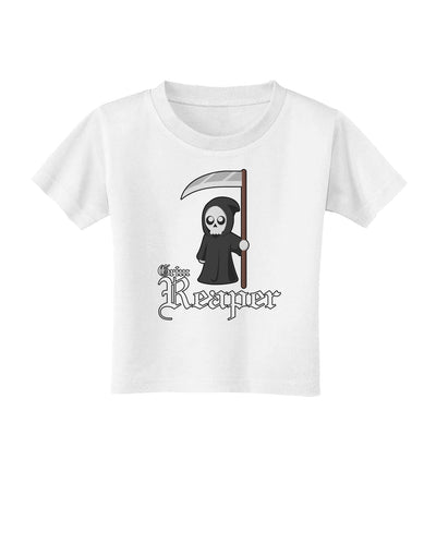 Cute Grim Reaper - Name Text Toddler T-Shirt-Toddler T-Shirt-TooLoud-White-2T-Davson Sales