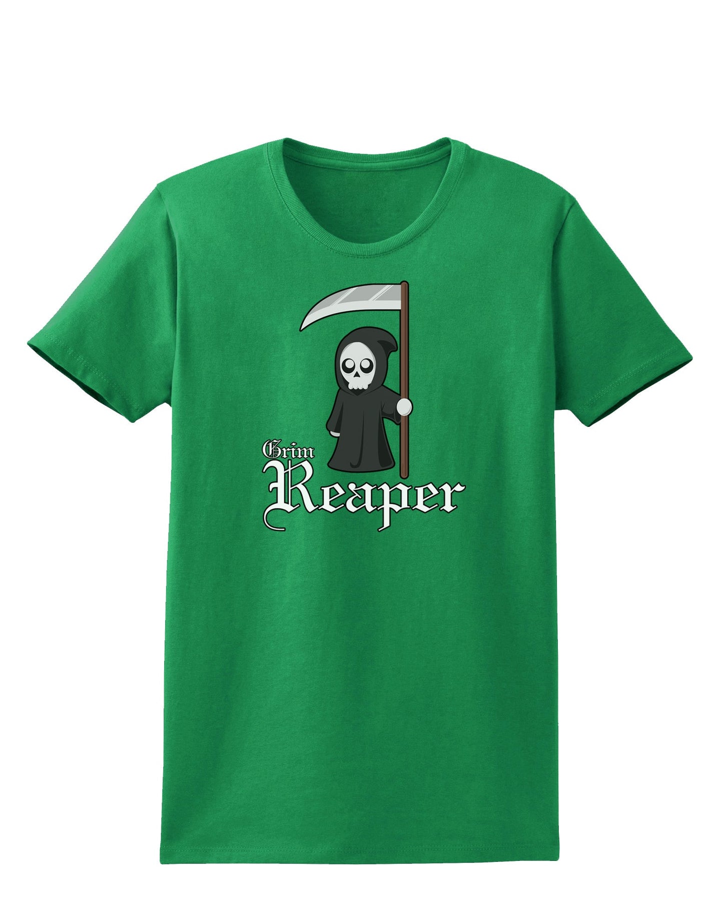 Cute Grim Reaper - Name Text Womens Dark T-Shirt-Womens T-Shirt-TooLoud-Kelly-Green-X-Small-Davson Sales