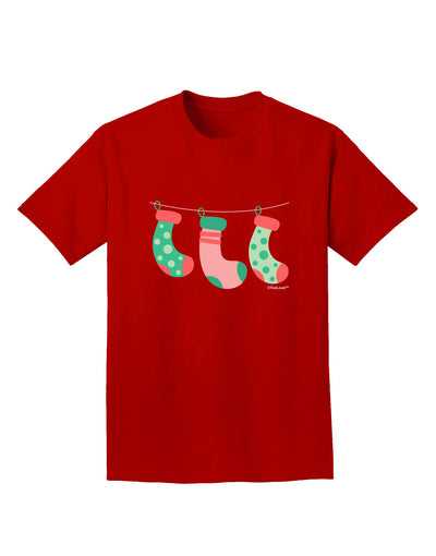 Cute Hanging Christmas Stockings Adult Dark T-Shirt by TooLoud-Mens T-Shirt-TooLoud-Red-Small-Davson Sales