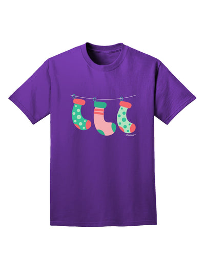 Cute Hanging Christmas Stockings Adult Dark T-Shirt by TooLoud-Mens T-Shirt-TooLoud-Purple-Small-Davson Sales