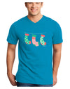 Cute Hanging Christmas Stockings Adult Dark V-Neck T-Shirt by TooLoud-Mens V-Neck T-Shirt-TooLoud-Turquoise-Small-Davson Sales
