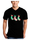 Cute Hanging Christmas Stockings Adult Dark V-Neck T-Shirt by TooLoud-Mens V-Neck T-Shirt-TooLoud-Black-Small-Davson Sales